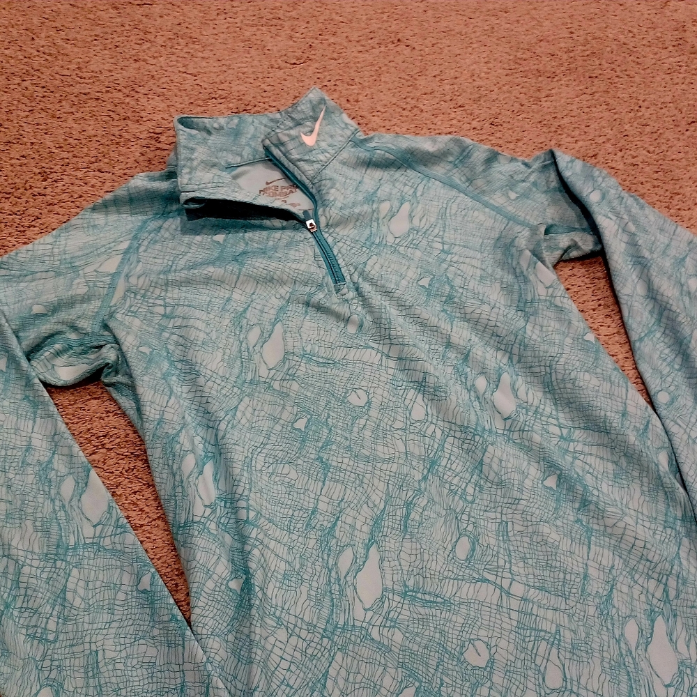 Nike Light Aqua & White 1/4 Zip Training Pullover Womens Size M